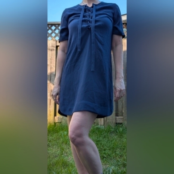 Club Monaco Dresses & Skirts - Club Monaco Navy Blue Lace-Up T-shirt Dress